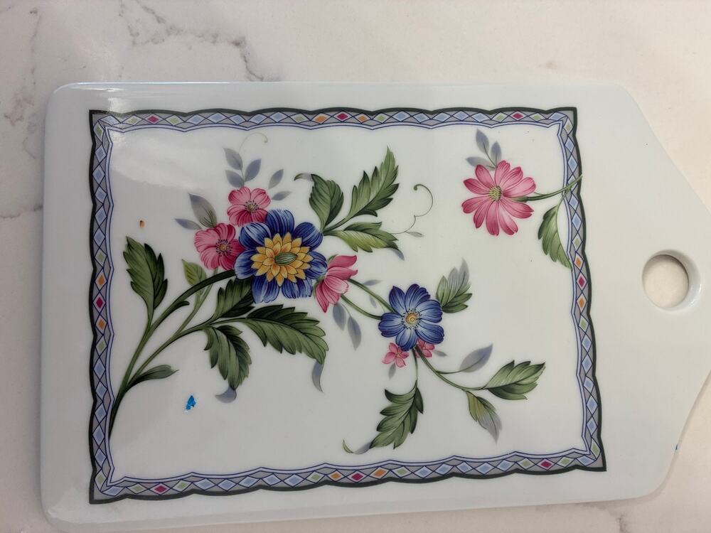 Vintage Cheese Board Porcelain Federated Dept Store Floral Berry Cottagecore